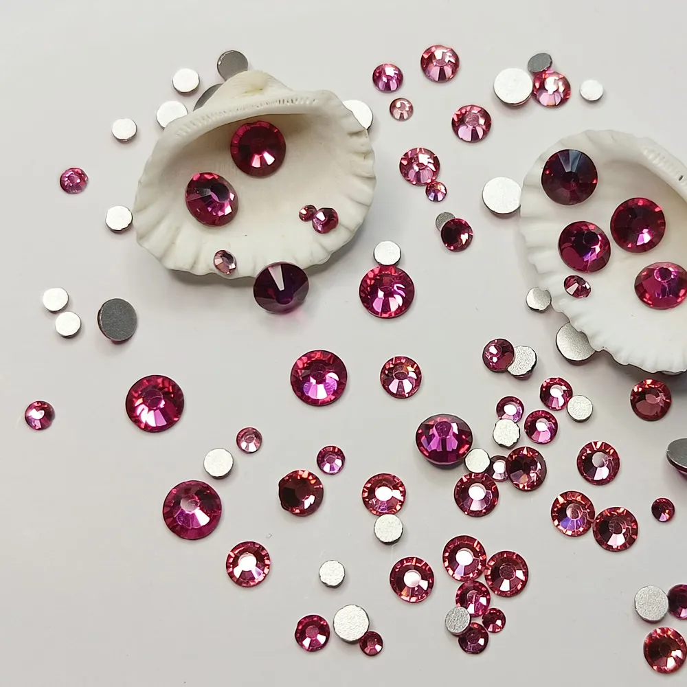 

Free Shipping Mixed Size Rose Red ss3 - ss30 Non Thermal Repair Flat Back Crystal Glass Rhinestones for Nail Decoration