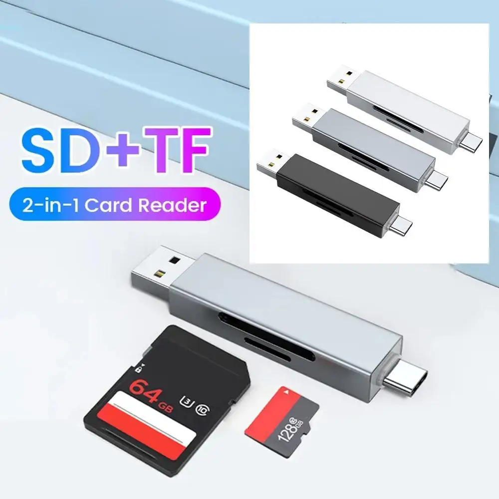 

Устройство для чтения карт памяти USB 2,0 и Type C на SD TF, высокоскоростной смарт-кардридер, адаптер для ПК, ноутбука, устройств типа C 2 в 1