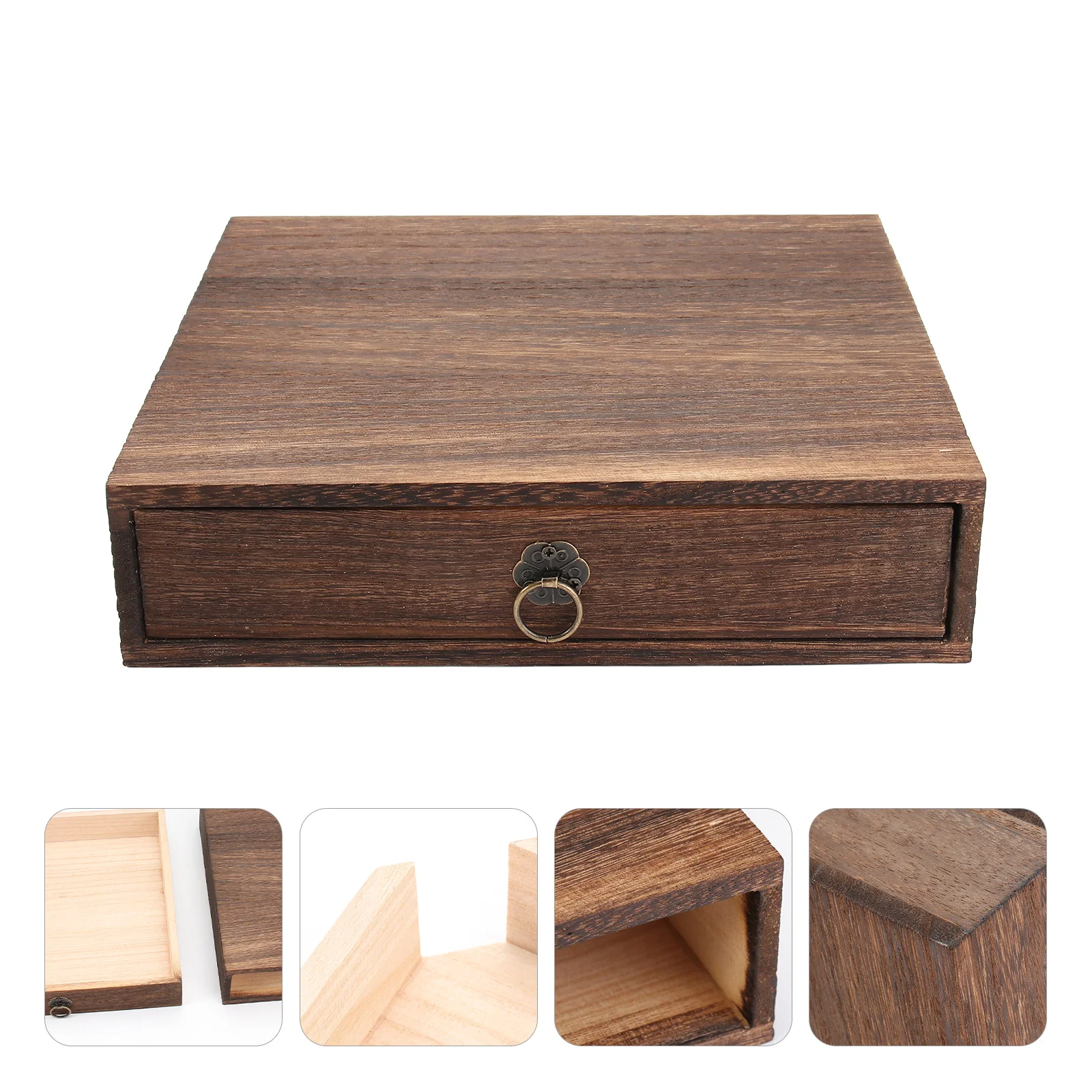 

Jewelry Organizer Case Coffee Power Bin Retro Tea Containers Wooden Storage Divider Box Drawer Cube Pu'er Packing
