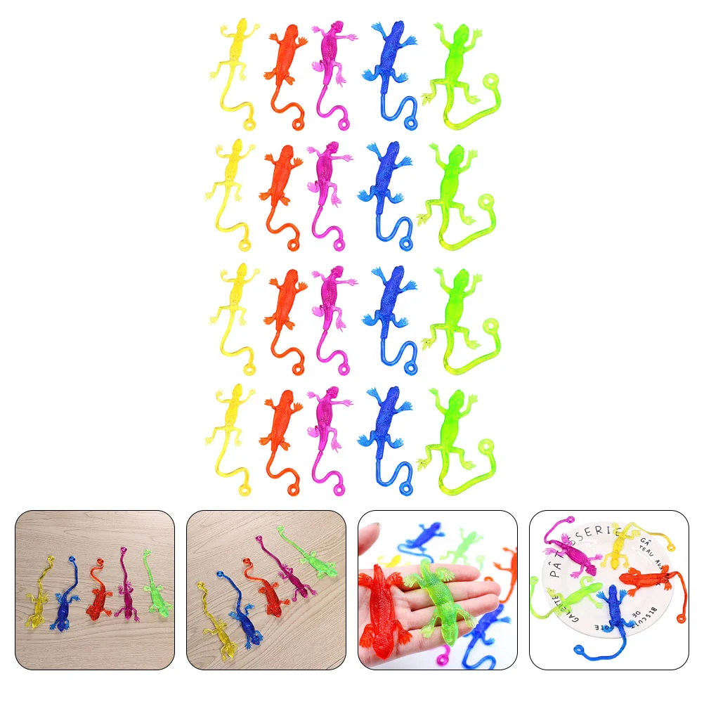 

20 Pcs Lizard Soft Gummy Ball Toy Shape Sticky Statuette Interactive Tpr Spoof Child