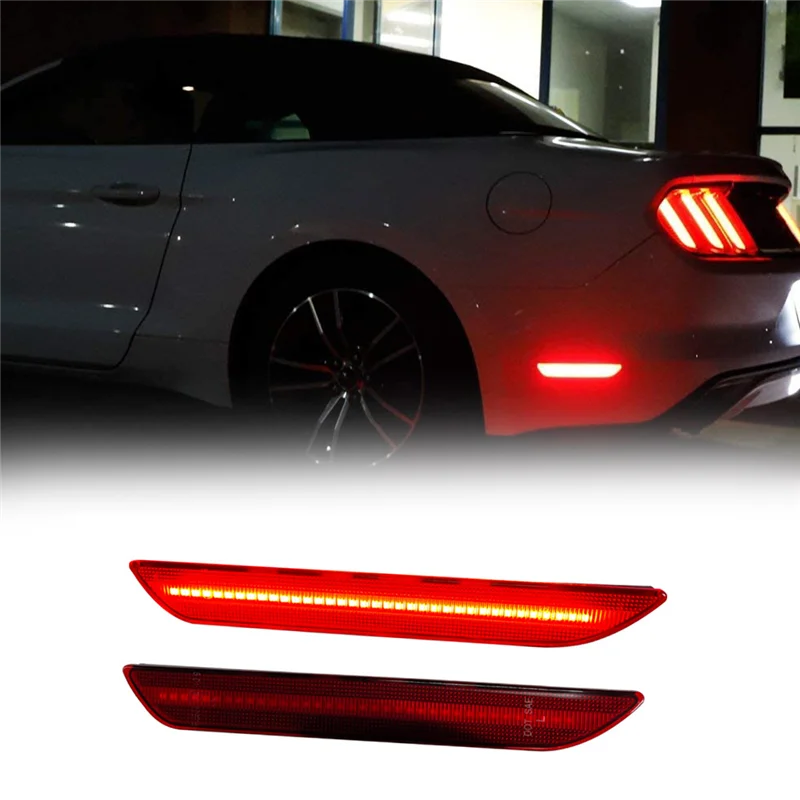 

2Pcs LED Rear Side Marker Lights for Ford-Mustang 2015-2021 Red Rear Bumper Side Fender Marker Turn Signal Lamp