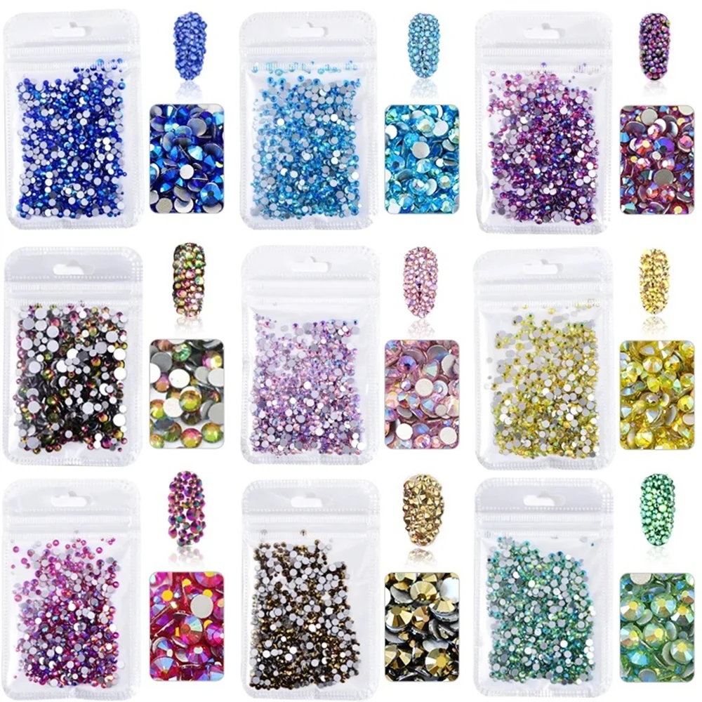 

Mobile Phone Case Diy Paste Drill ss3-ss20 Mixed Size Crystal Glass Creative Nail Accessories