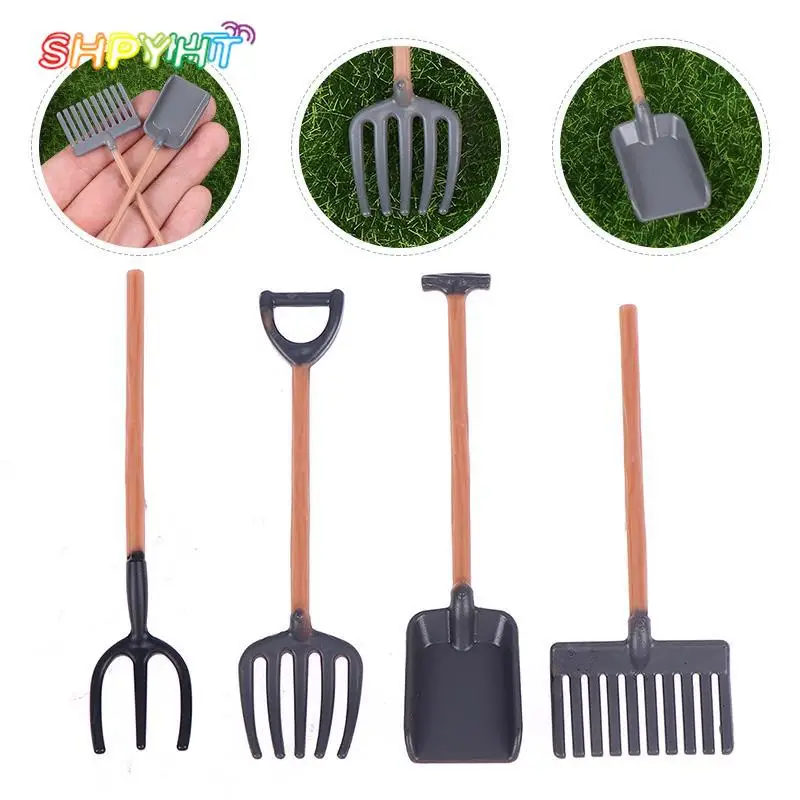 

1:12 Dollhouse Miniature Farming Tools Mini Shovel Hoe Pitchfork Modle Toys Fairy Garden Accessories Furniture Doll House Decor