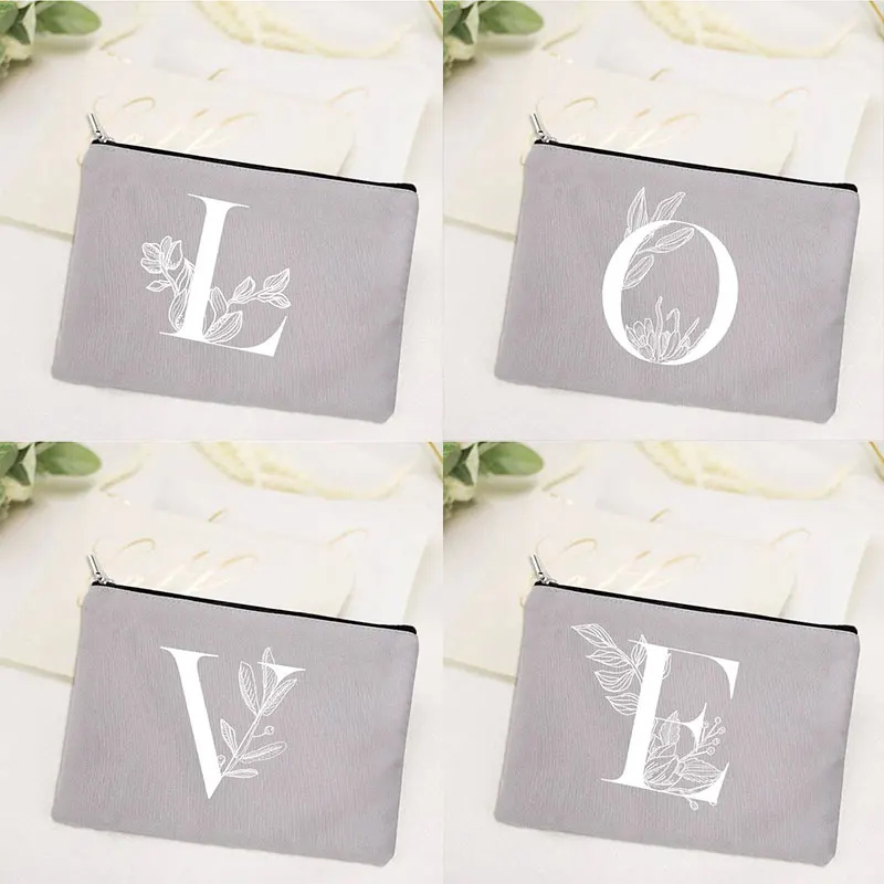 

Fashion Floral Cosmetic Organizer Initials Customization Wedding Clutch Makeup Pouch Lipstick Bag Tas Make Up Organizer Cute Bag
