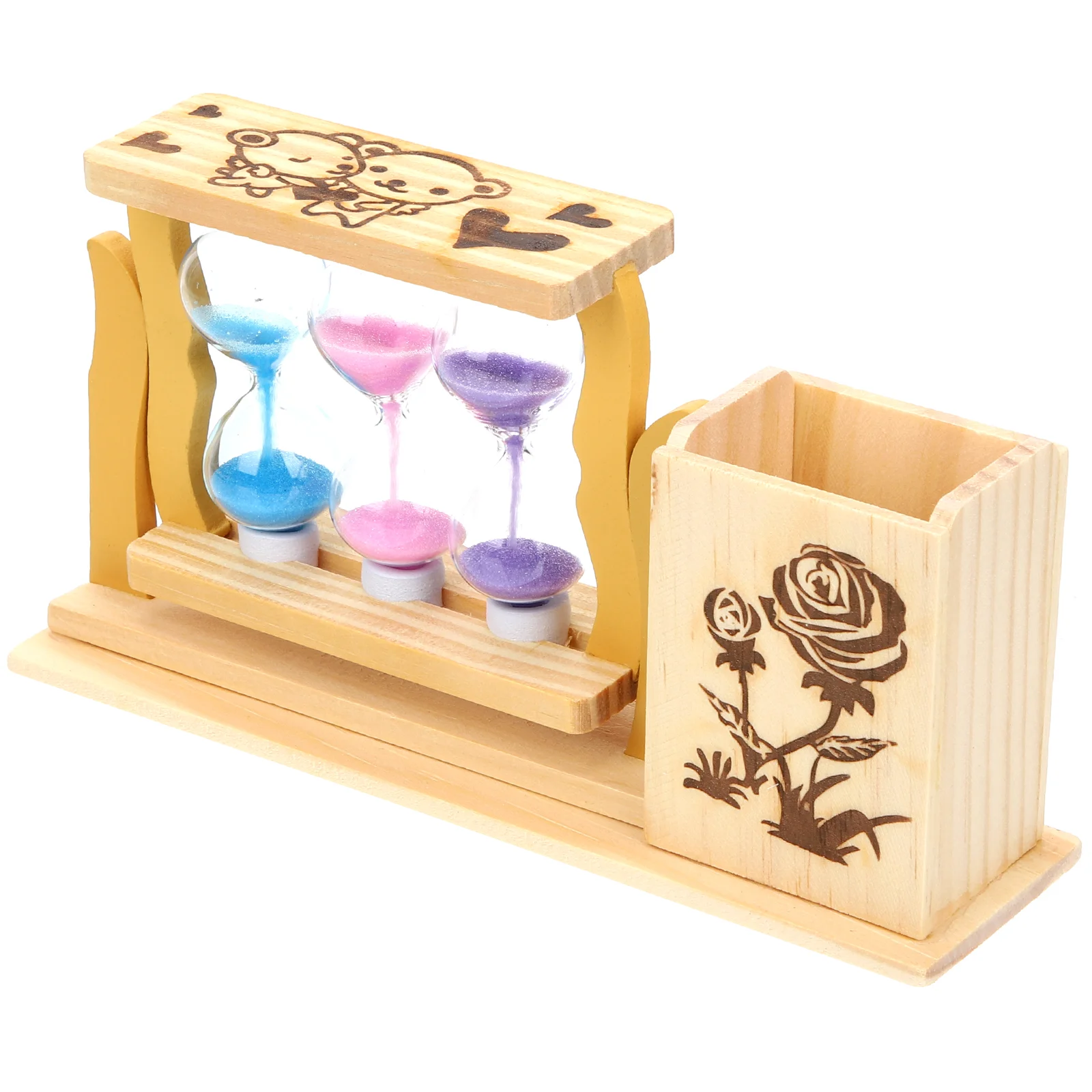 

Quicksand Bamboo Desk Decorations Tabletop Hourglass Adornment Fashion Desktop Creative Organizer Women