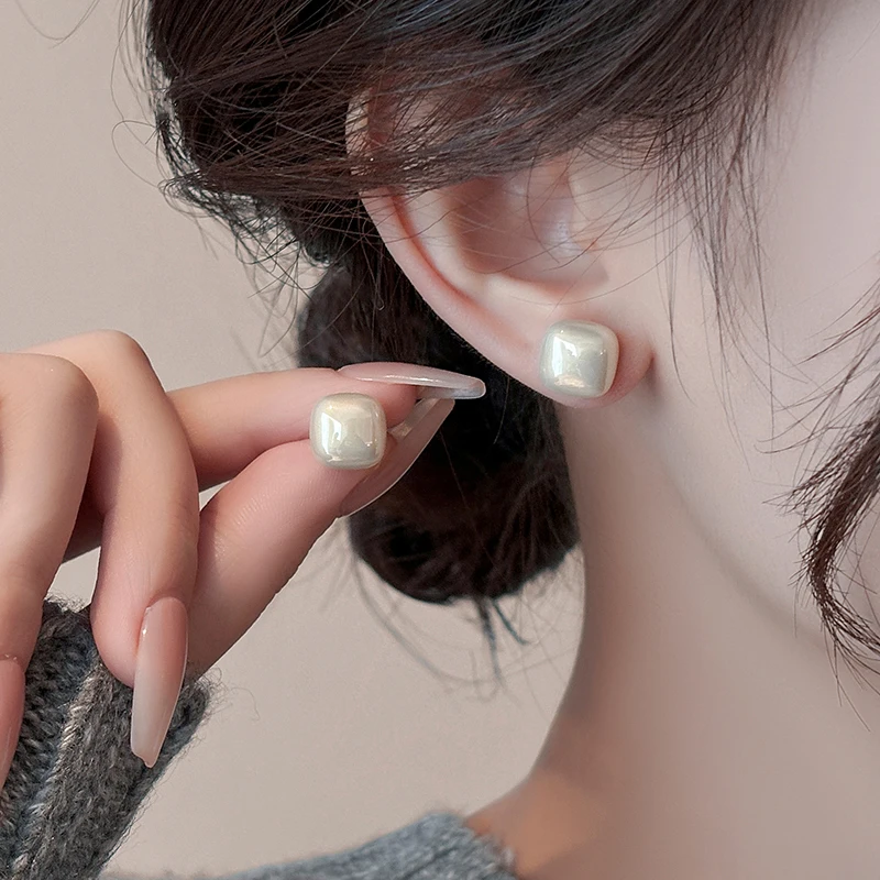 Женские медные серьги с искусственным жемчугом летние квадратные Повседневная