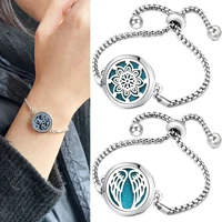trendy angel wings aromatherapy lockets bangle essential oil diffuser stainless steel bracelet adjustable women simple jewelry