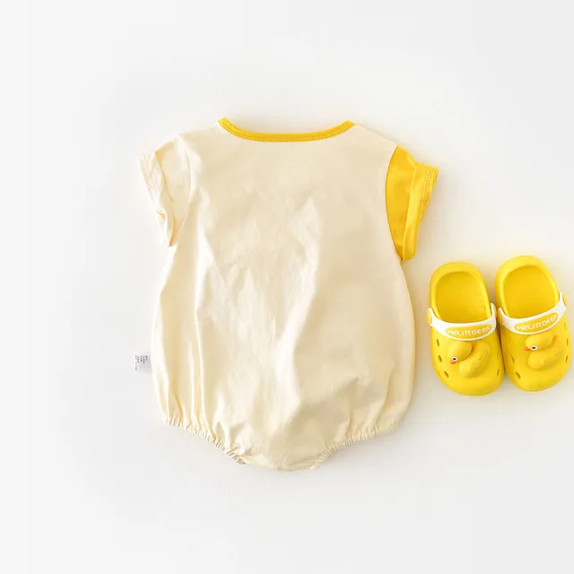 3-24 Months Infant Kids Summer Yellow Beige Jumpsuit Children Casual One-Piece Baby Birthday Chicken Onesie Button Cotton Romper 2