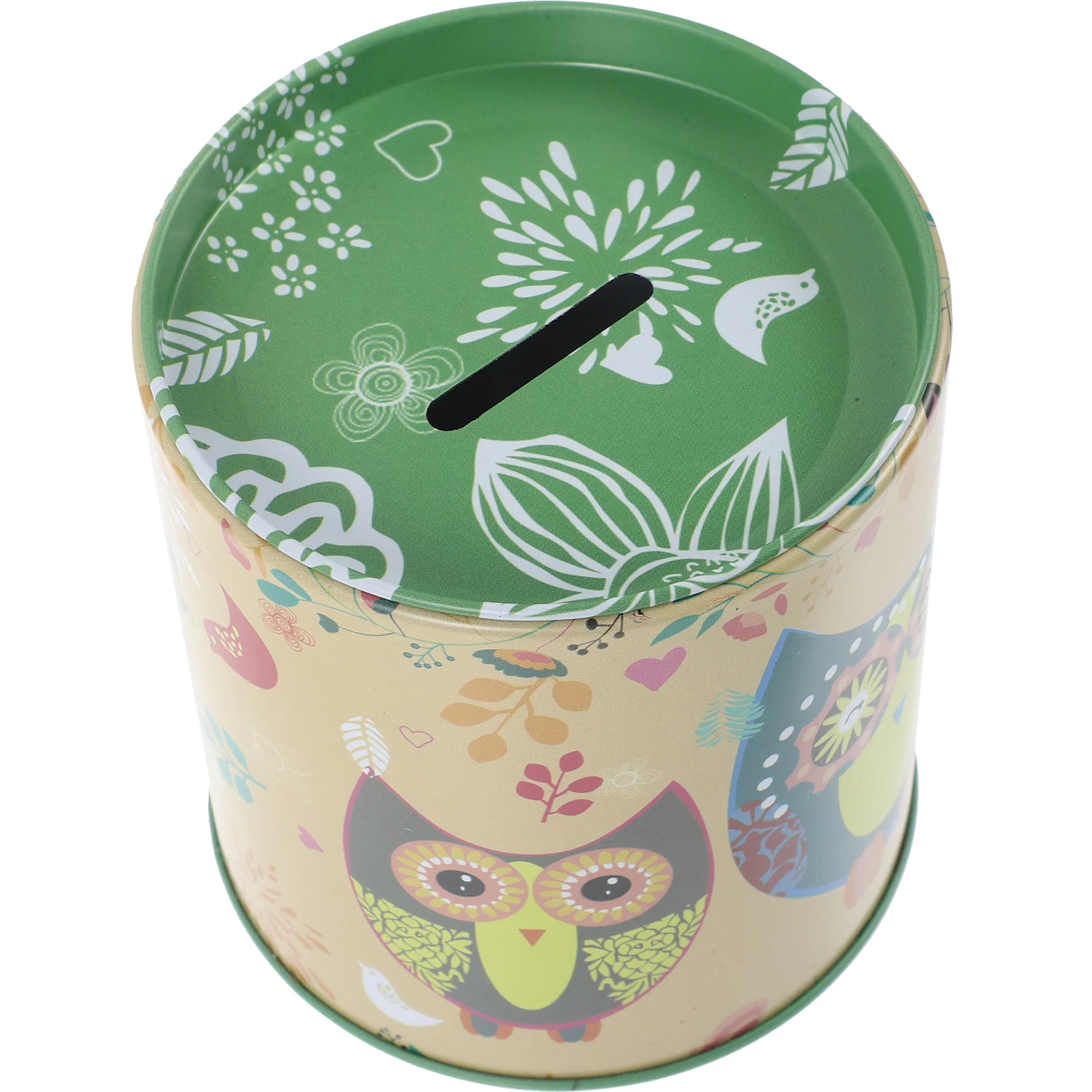 

Owl Piggy Bank Compact Saving Pot Kids Coin Jar Money Tinplate Decoration Container Student
