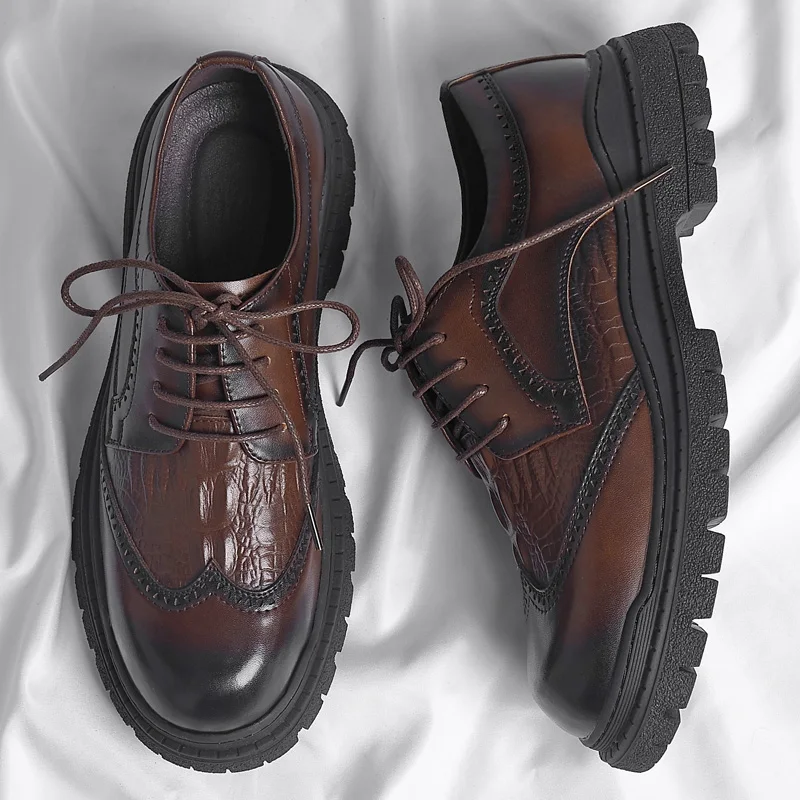 

Туфли мужские классические с круглым носком, модные классические туфли-оксфорды, на шнуровке, деловые