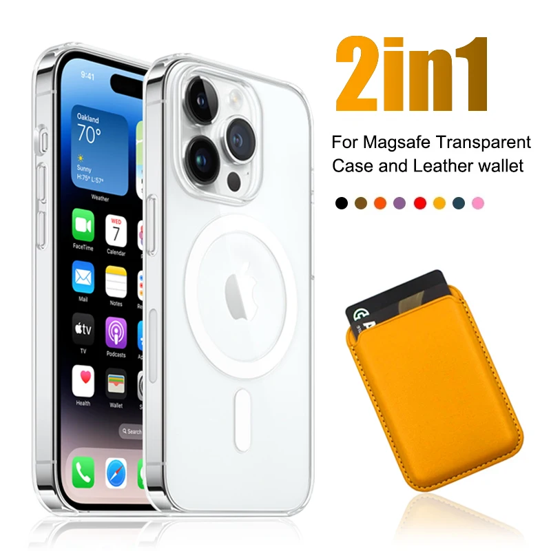 

2in1 For Magsafe Magnetic Wireless Charging Case For iPhone 14 11 13 12 14Plus X XR XSMAX Leather Card Holder Wallet Accessories