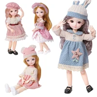 12 inch 23 movable joints bjd doll 31cm 16 makeup dress up cute brown blue eyeball dolls with fashion dress for kids toy gift