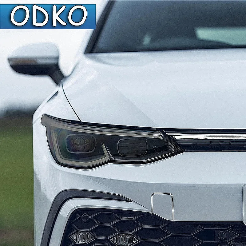 Фото Для Volkswagen VW Golf 8 MK8 R Line GTI 2020 2021 Защитная пленка для фар автомобиля, тонированная в черный цвет, прозрачная наклейка из ТПУ №5