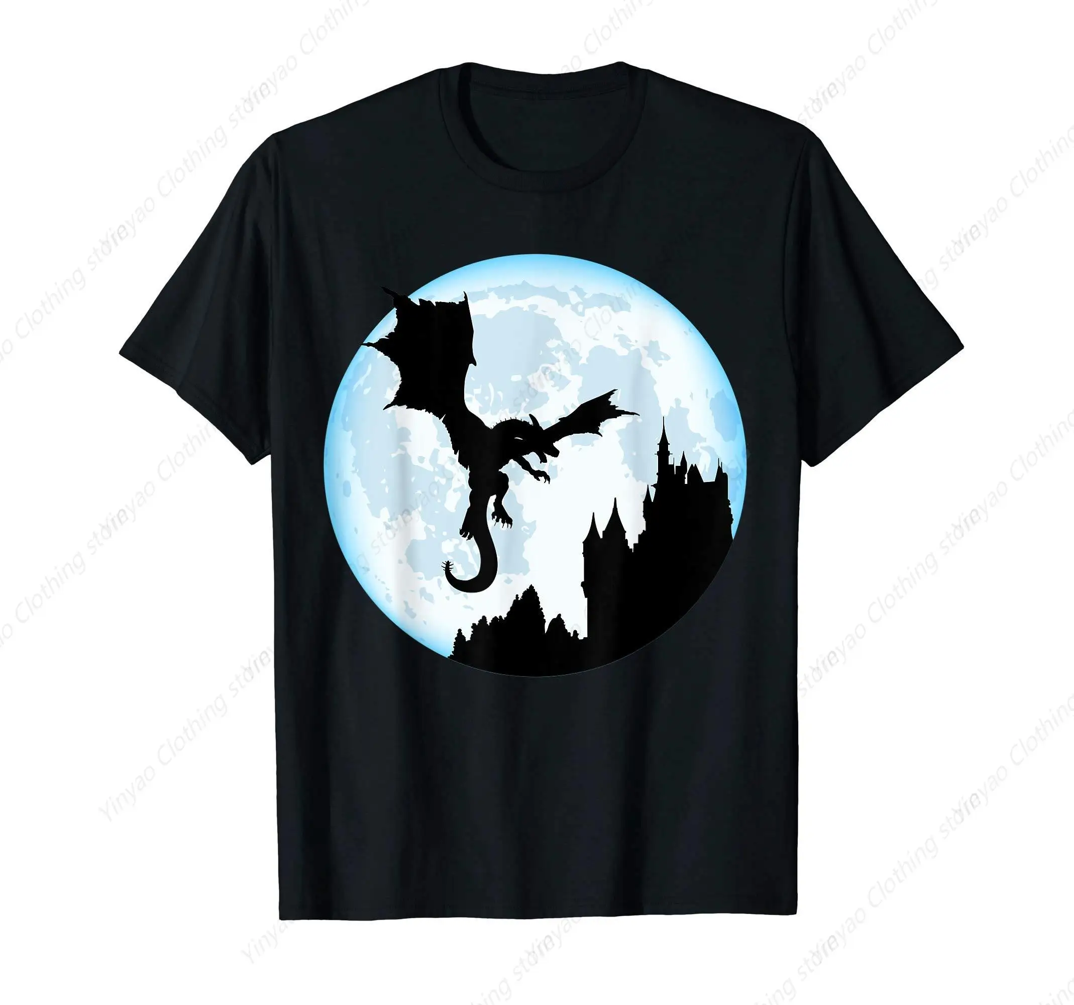 Летающий дракон Луна крутой Дракон замок любимый подарок футболка мужская и