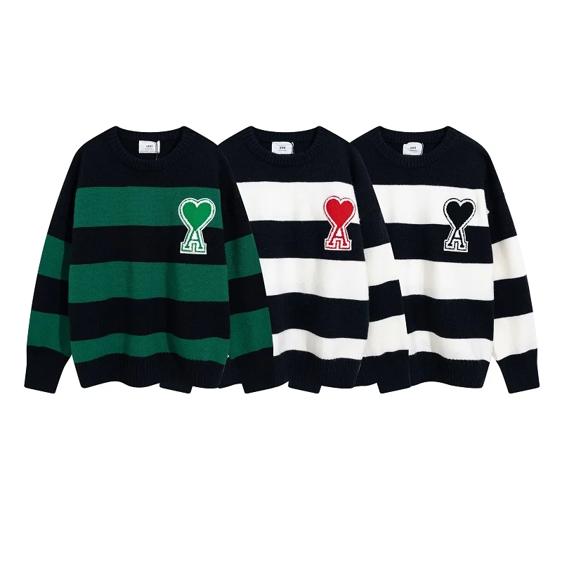 

Autumn Winter 2022 New Korean Fashion Men's Round Neck Sweater A-line Heart Oversized Male And Female Sweater Pullovers