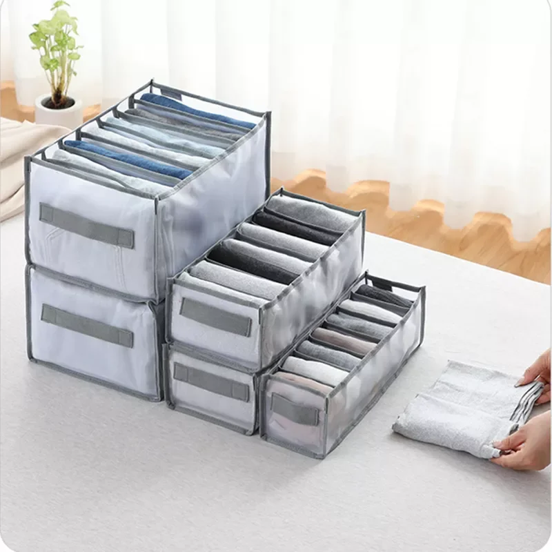

2022New Jeans storage boxes Closet Organizer Foldable Underwear Organizers Pants Storage Dividers Drawer Organizer Wardrobe orga