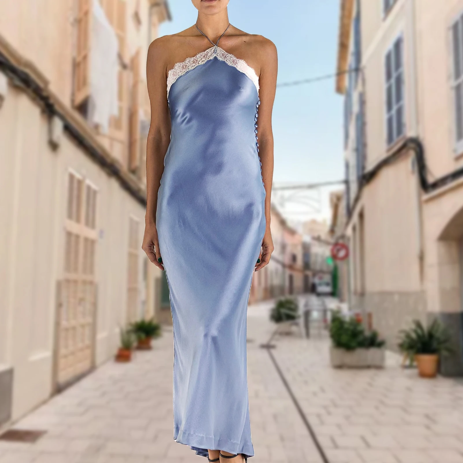

2023 Women Elegant Midi Dress Long Dress Summer Chic Bodycon Off Shoulder Backless Dress Slim Fit Beach Style Lace Vestidos