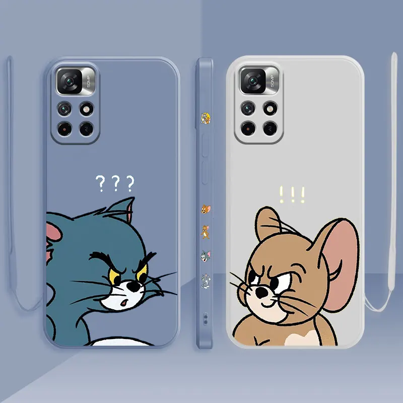 

Tom and Jerry Couple Doubt Liquid Case For Xiaomi Redmi Note 9 9S 8 10 11 11t Pro 9t 9A 9C 10C K40 Candy Phone Cover Silicone