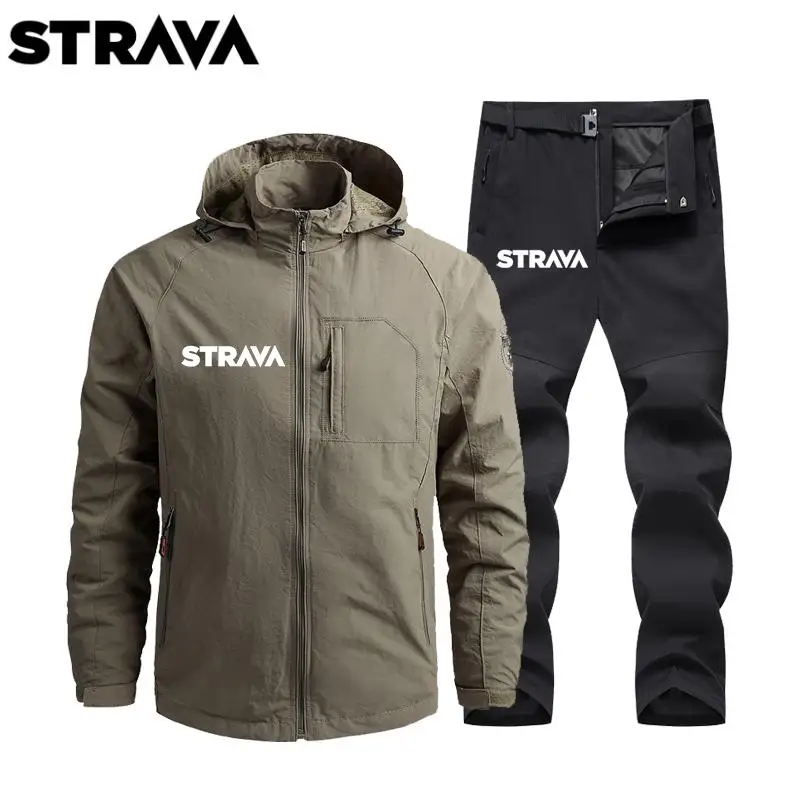 

Man Cycling Set Windproof Fashion Hooded Zipper Multi-Pocket Breathable Durable Mountain Bike Spring Autumn Man Cycling Clothes