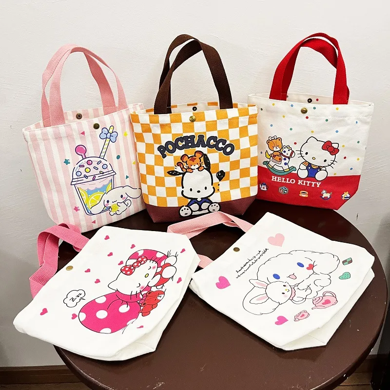 

Sanrio Hello Kitty Y2k Kuromi Cinnamoroll Women's Bag Canvas Bag for Women Handbag Guangzhou Shoulder Tote Bag Anime Kawaii Girl