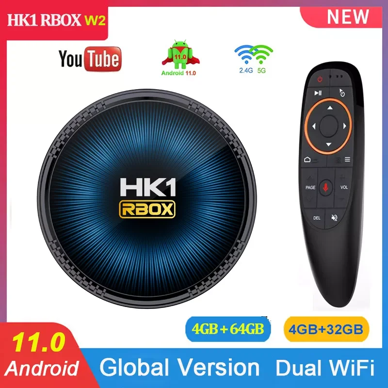 Приставка Смарт-ТВ HK1 RBOX W2 4 + 64 ГБ 4K 2 ГГц |