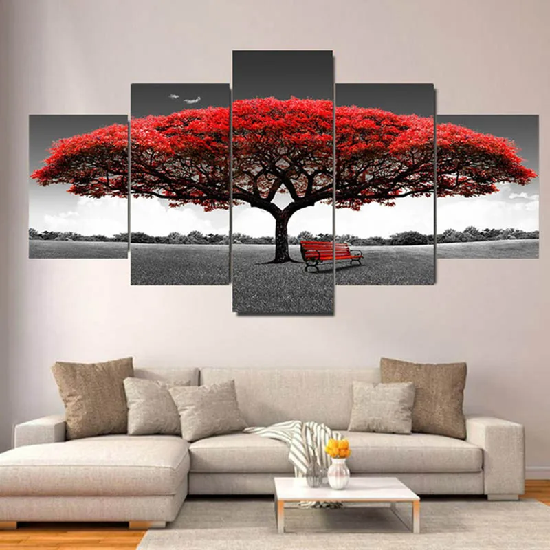 5 шт. абстрактные красочные картины на дереве модульные Холст Плакаты и принты