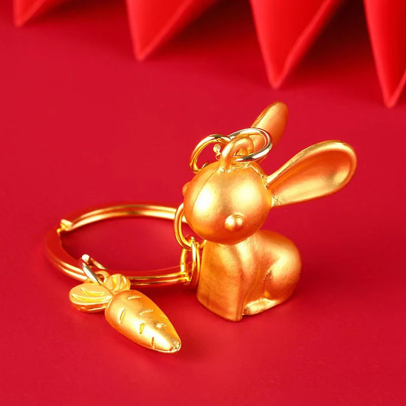 

Золотистый кролик со знаками Зодиака, отправка знаков, металлический брелок для сумки, брелок для автомобиля, подарок на Новый год