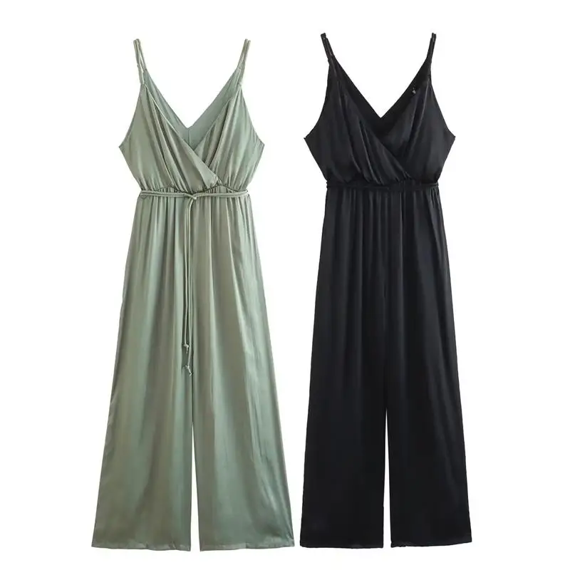 

Комбинезон женский летний с завышенной талией, модный простой приталенный элегантный Ромпер на бретелях, с V-образным вырезом, Молодежный, 2023