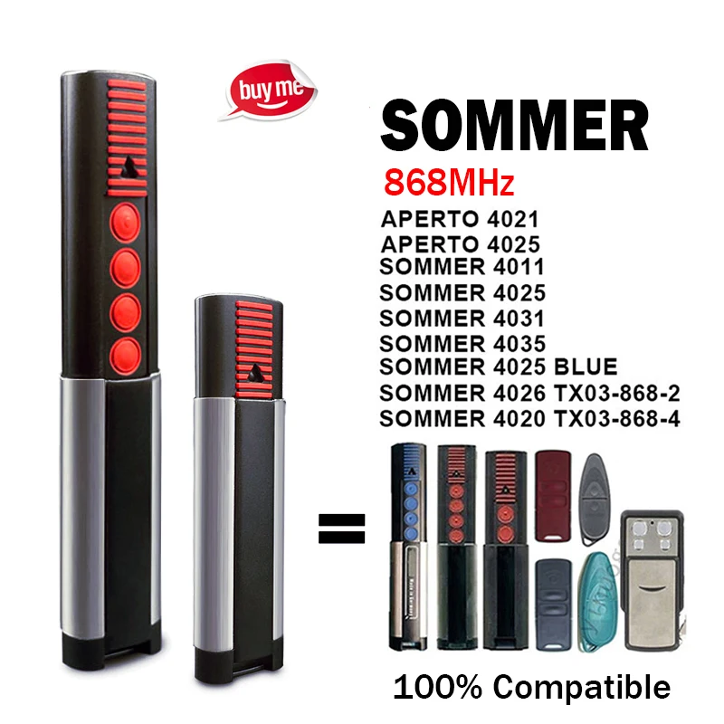 Фото Пульт дистанционного управления SOMMER (868 МГц) для электроворот; совместим с моделями 4020 TX03-868-4, 4031 TX08-868-4, 4026 TX03-868-2, 4035, 4025, 4021. №3