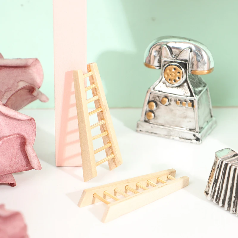 

1:12 Dollhouse Miniature Furniture Wooden Ladder Stairs Fairy Door Home Decor