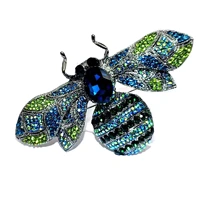 stunning extra big statement blue rhinestone bubble bee broach pin vintage insect jewelry for outfit coat colthes dress party