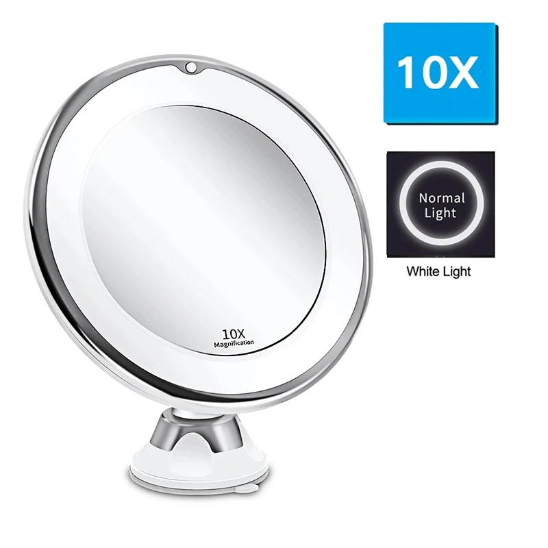 

Led Makeup Mirror Lighted Make Up Mirror Light Magnifying Mirrors Suction Cup 10X Vanity Mirrors Cosmetic Miroir with Led
