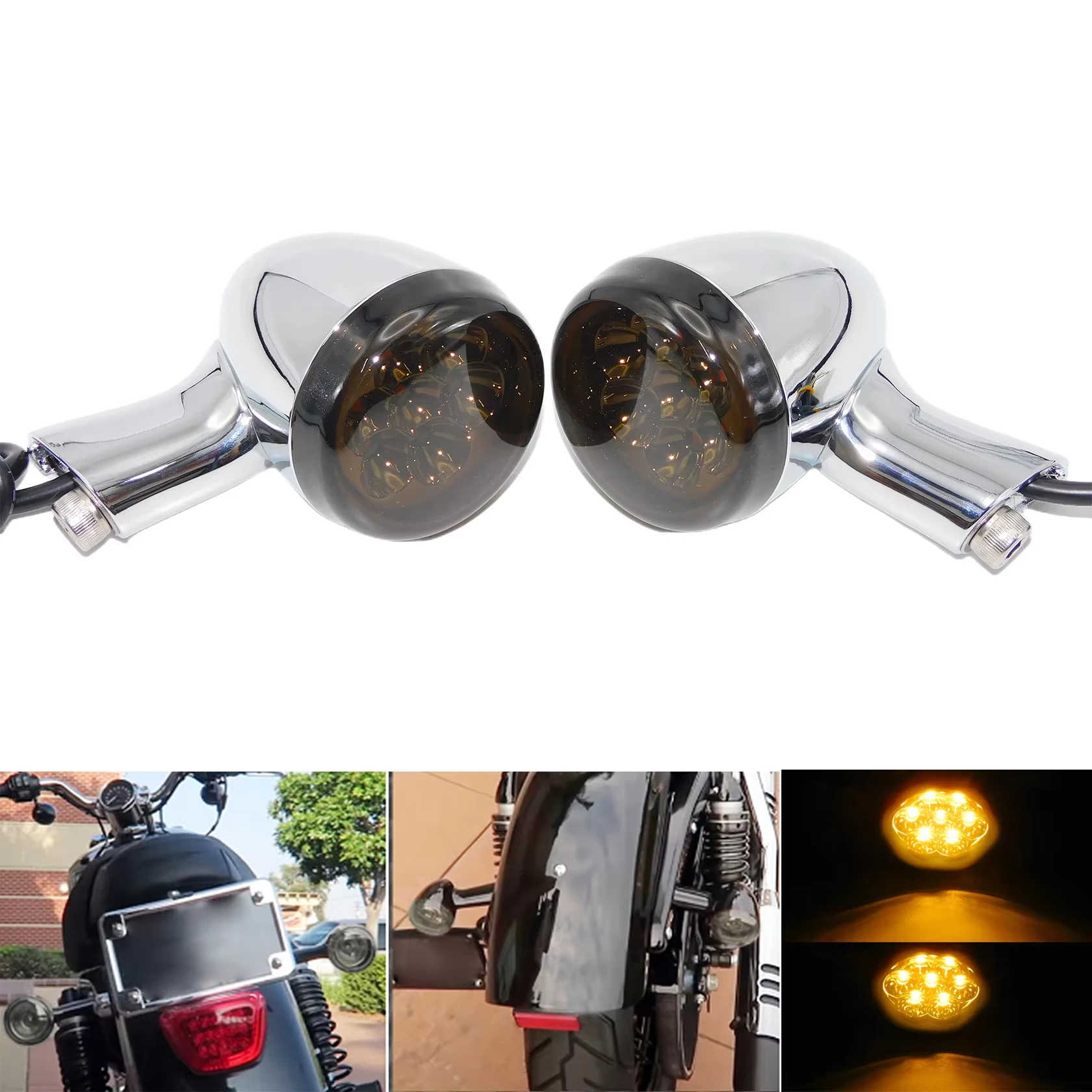 

Мотоциклетные задние указатели поворота, светодиодные индикаторы для Harley Sportster 883 Iron XL1200 SuperLow Nightster Custom 1992-Up