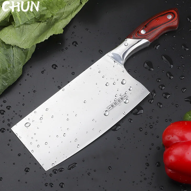 4Cr13 Stainless Steel Chinese Kitchen Knife Durable Chef Slicing Chopping Knife Ultra Sharp Blade Color Wood Handle Chef Cleaver