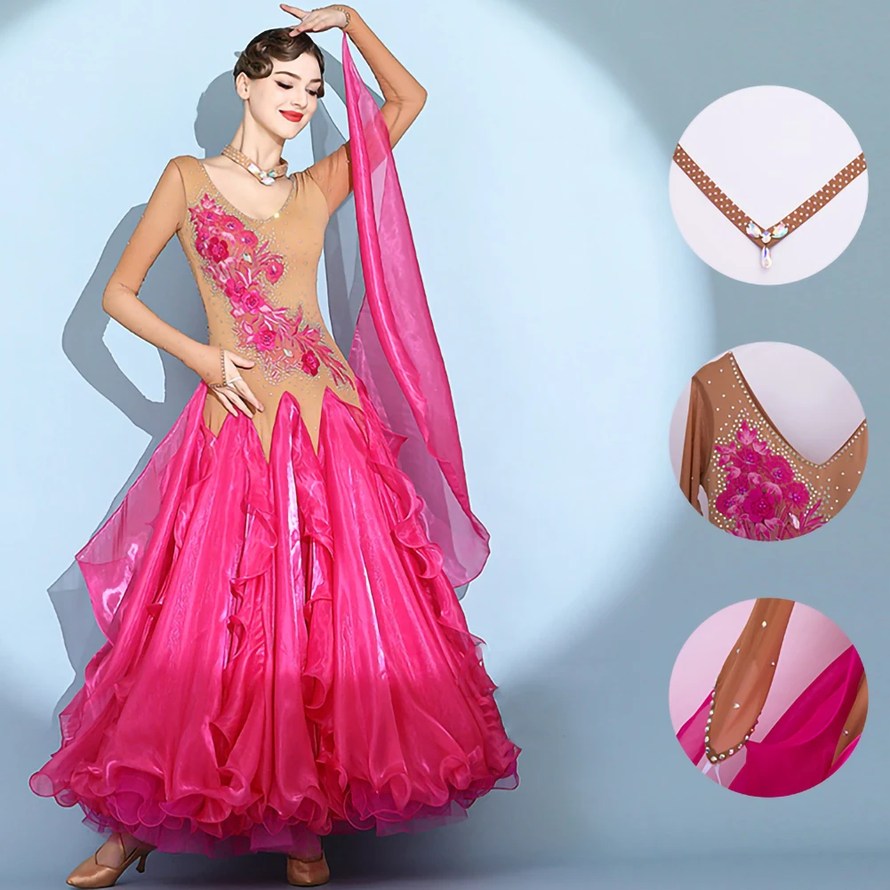 Женское бальное платье Waltz с длинным рукавом элегантное красное V-образным