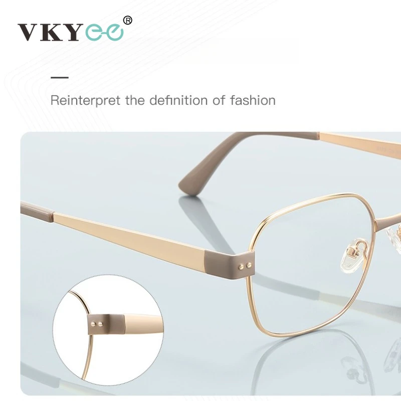 Фото VICKY модные новые многоугольные квадратные оправы металлические очки для чтения с защитой от синего света женские очки для близорукости по индивидуальному заказу PFD3172 №4