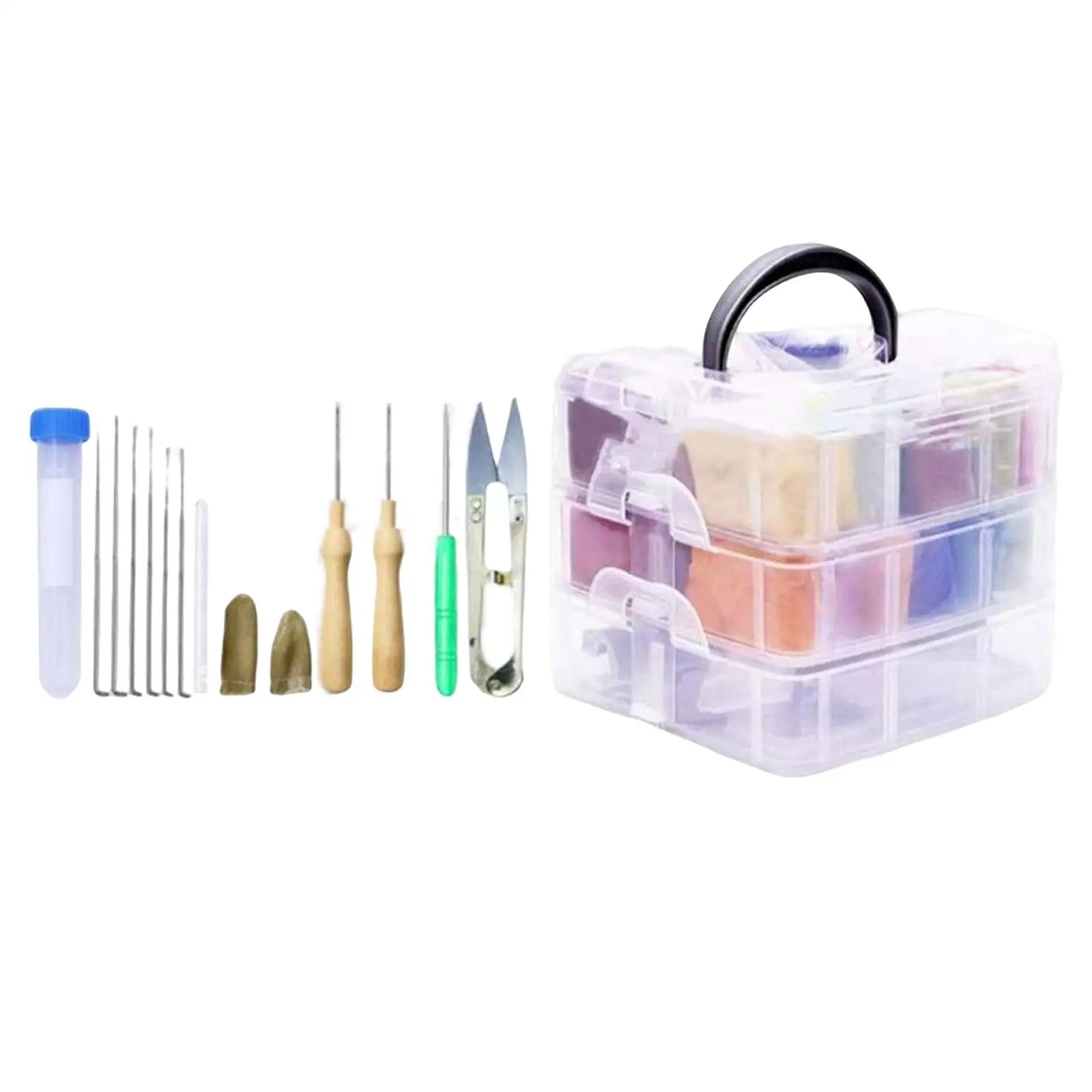 

24 Colors Wool Soft Fibre Roving Set Mat Starter Kit DIY Hand Craft Animal