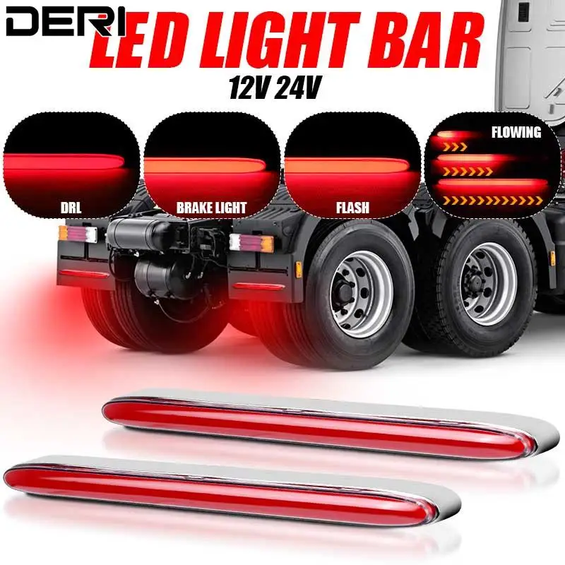 

4x LED Truck Tail Stop Light DRL Flowing Flash Brake Lamp 12V 24V Universal For Trailer Trucks Boat Lorries Taillight Waterproof