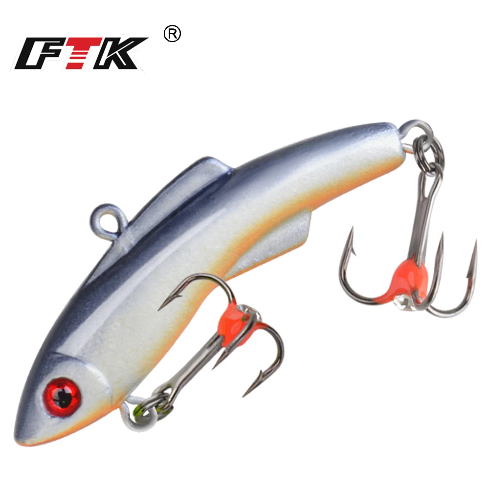 

FTK VIB Ice Fishing Lure High Carbon Steel Treble Hook 15g 20g 30g 3D Eye Artificial Bait Fishhookfor Winter Fishing Accessories