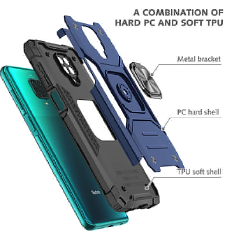 F3 POCO X3 F2 M4 X4 Pro Cases Shockproof Armor Case For Xiaomi Redmi Note 9S 10S 11S Pro Metal Ring Holder Stand Hard TPU Cover