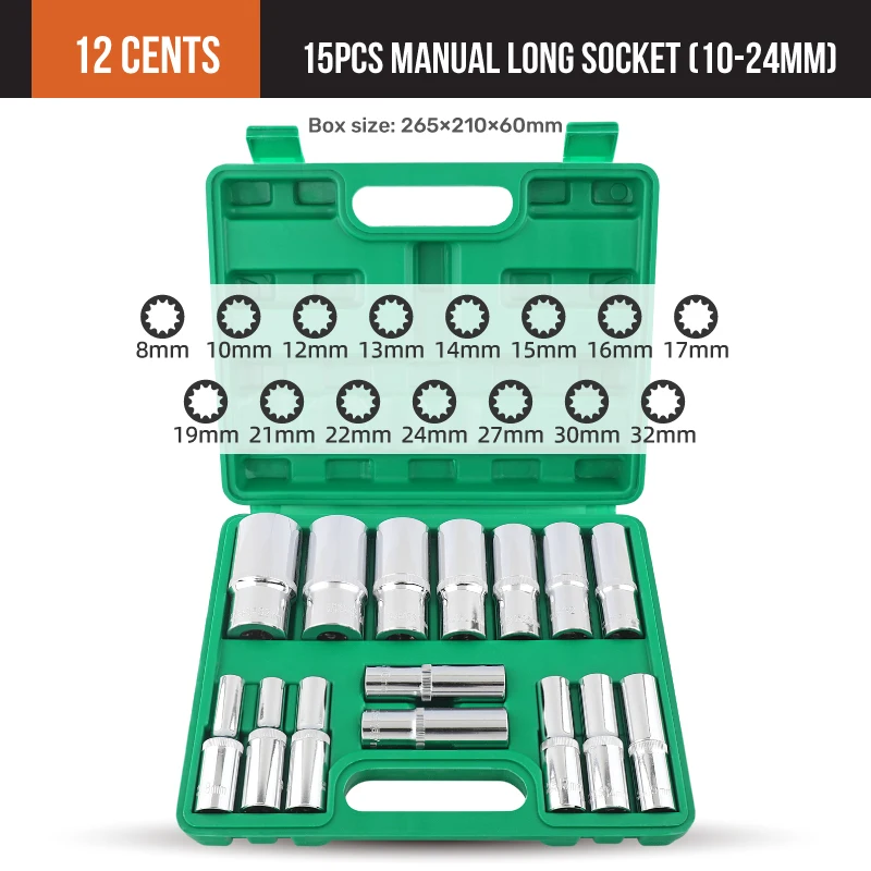 Hi-Spec 20 шт. 1/2 дюйма -12 5 мм 12-точечный удлинитель шестиугольный набор насадок из