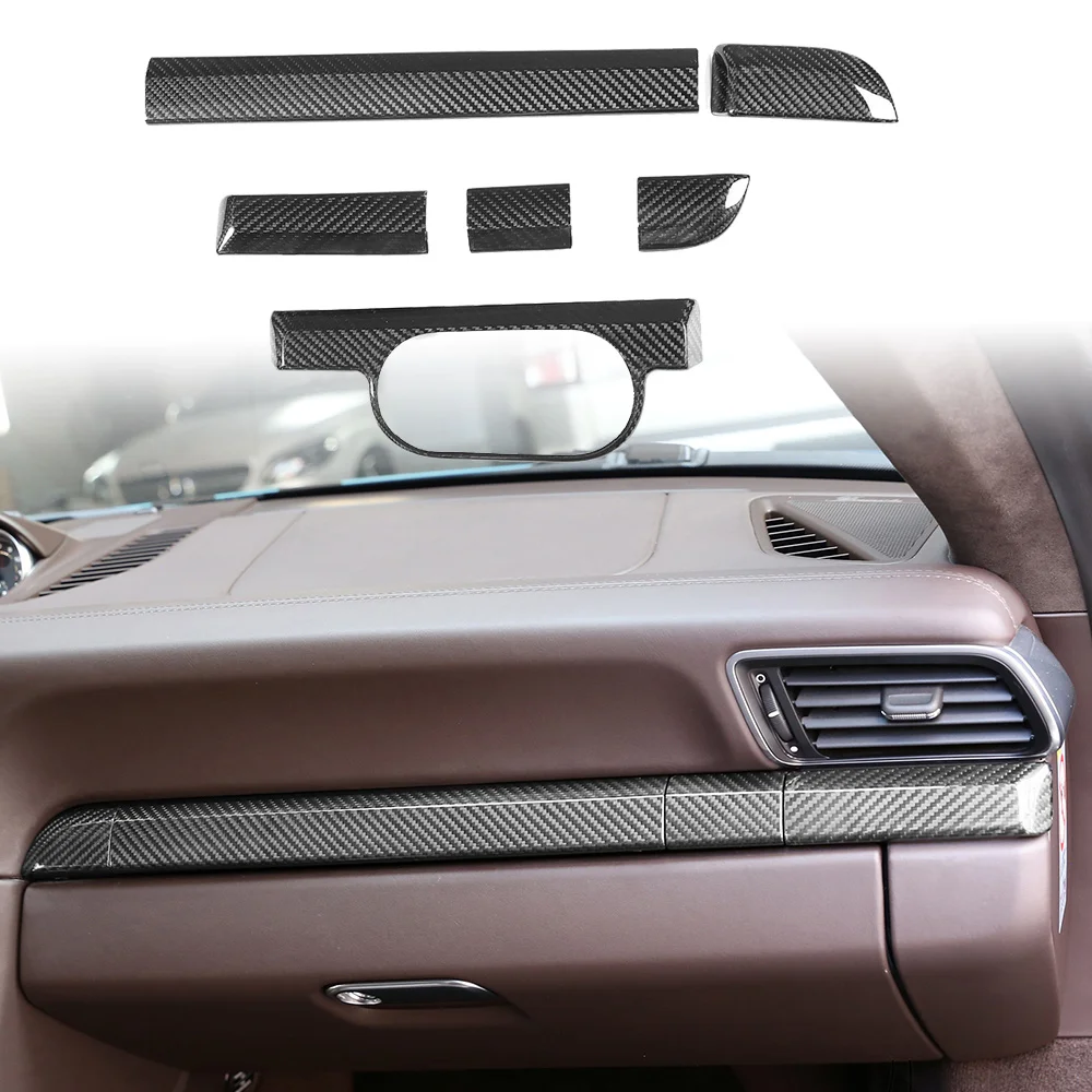 

Сухое углеродное волокно, Центральная панель автомобиля, наклейка для интерьера, автомобильные аксессуары, украшение для Porsche 718 2016-2019 911-2012