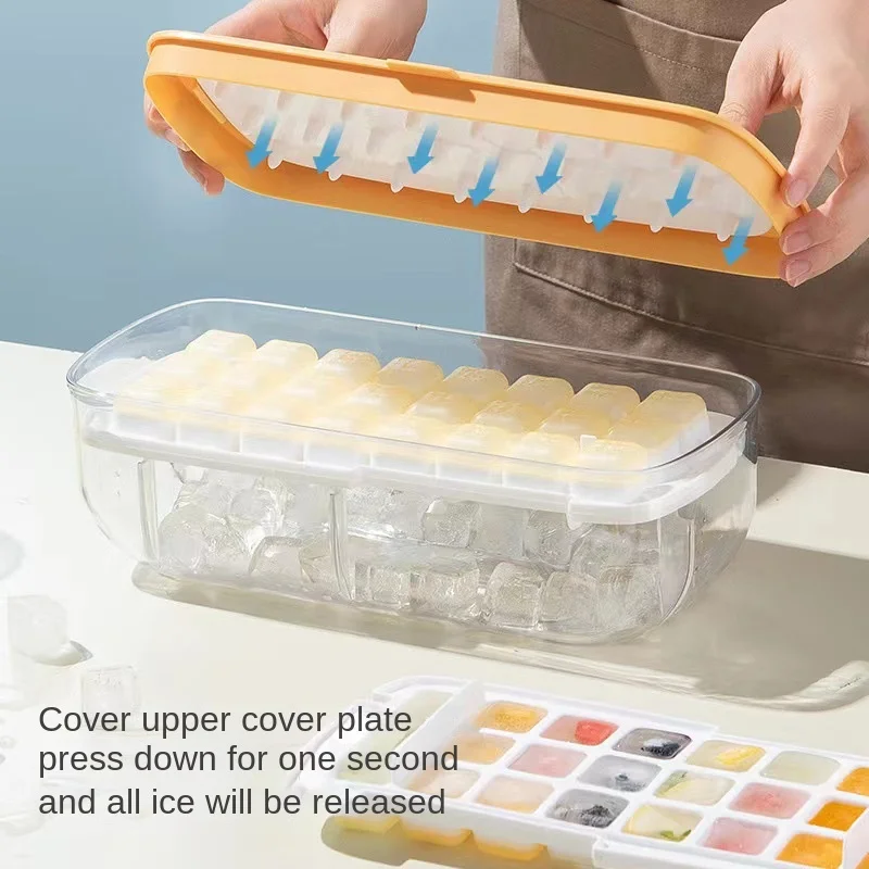 

2022 New High Quality 24,48 Grid Ice Cube Molded Silicone Ice Tray Lazy Ice Maker Large Capacity Press Type Ice Cubes