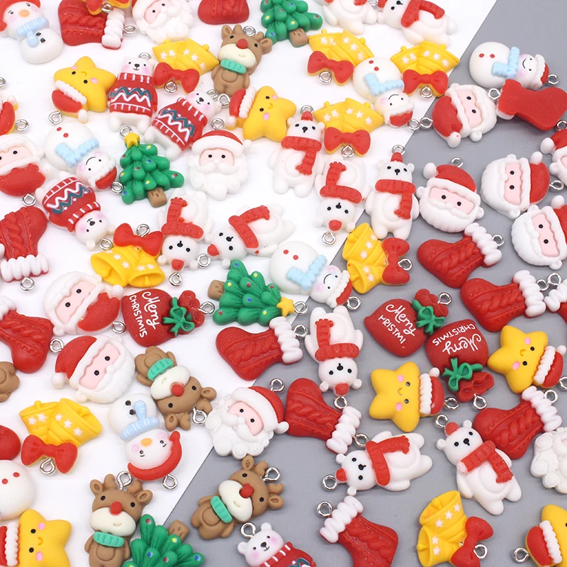 Оптовая продажа 10/30/50 шт. Рождественские Подвески из смолы Санта/полярный