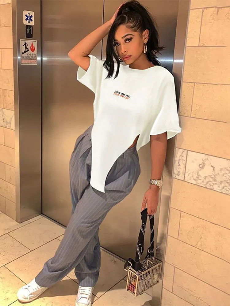 Simenual повседневные футболки с буквенным принтом в городском стиле свободные