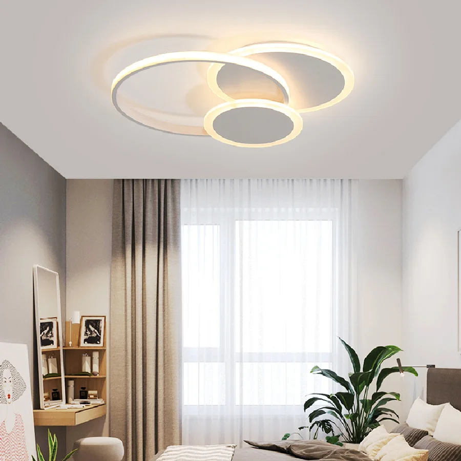 

Creative Round Square Ceiling Lamp Warmly Bedroom Study Living Room Light Modern Minimalist Personality Geometry Lighting