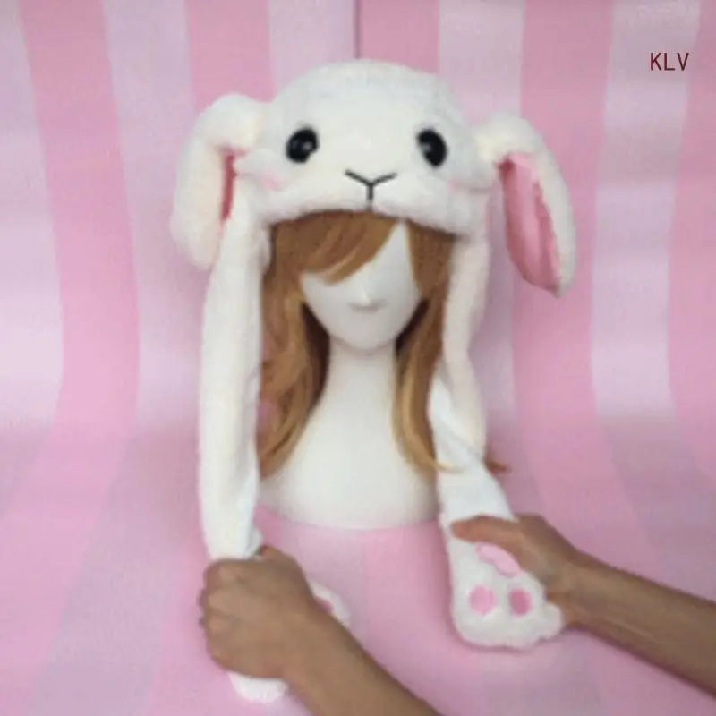 

Ear Moving BunnyHat Funny Plush Rabbit Hat for Adult Children Hat Halloween Costume Carnivals Headwear