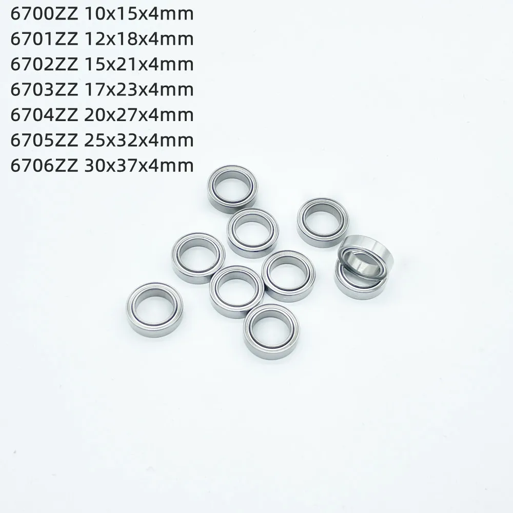 

10pcs 6700ZZ 6701ZZ 6702ZZ 6703ZZ 6704ZZ 6705ZZ 6706ZZ Thin Wall Deep Groove Ball Bearing Miniature Bearing