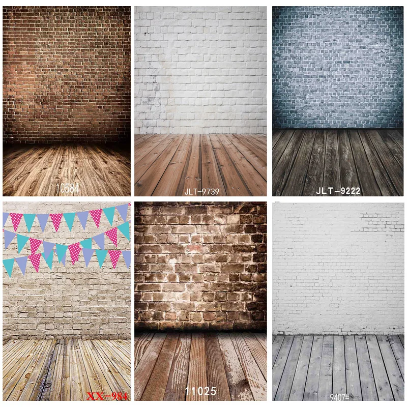 

Art Fabric Vintage Brick Wall Wooden Floor Photography Backdrops Children Photo Background Studio Prop 211215-15