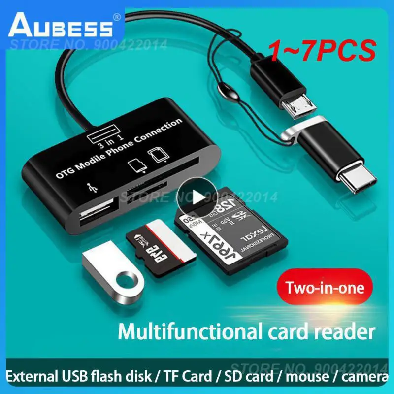 

1 ~ 7 шт. Многофункциональный 3 в 1 кардридер TF/SD/U диск/фотокамера типа C OTG Универсальный кардридер